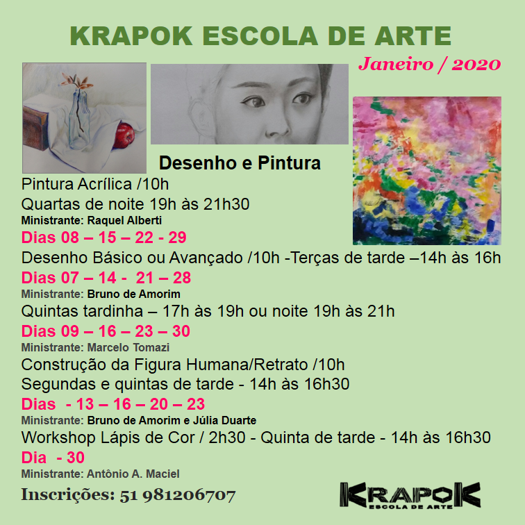 Desenhos e Pintura Janeiro 2020 – Escola Krapok